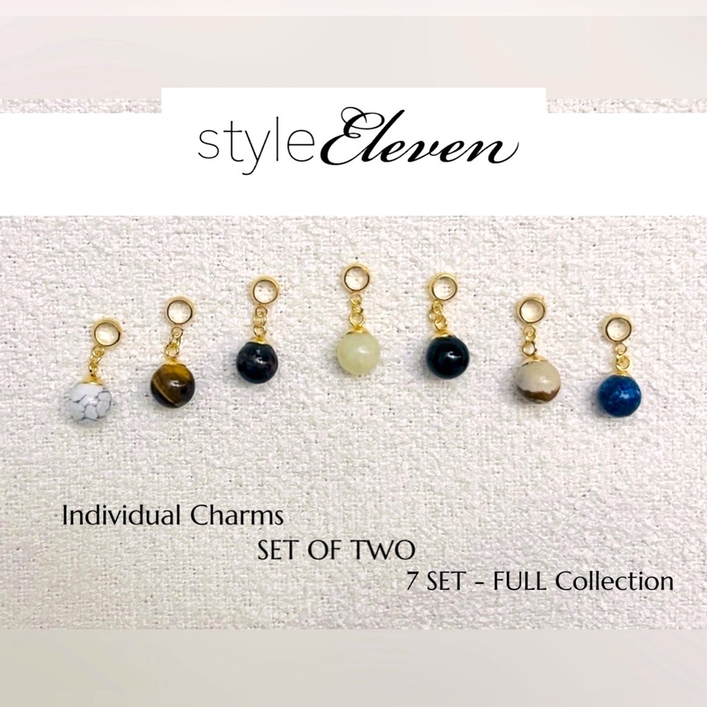 YOUR CHOICE - Natural Semi-Precious stones -  Silver & Gold  Plated - Orb Charms